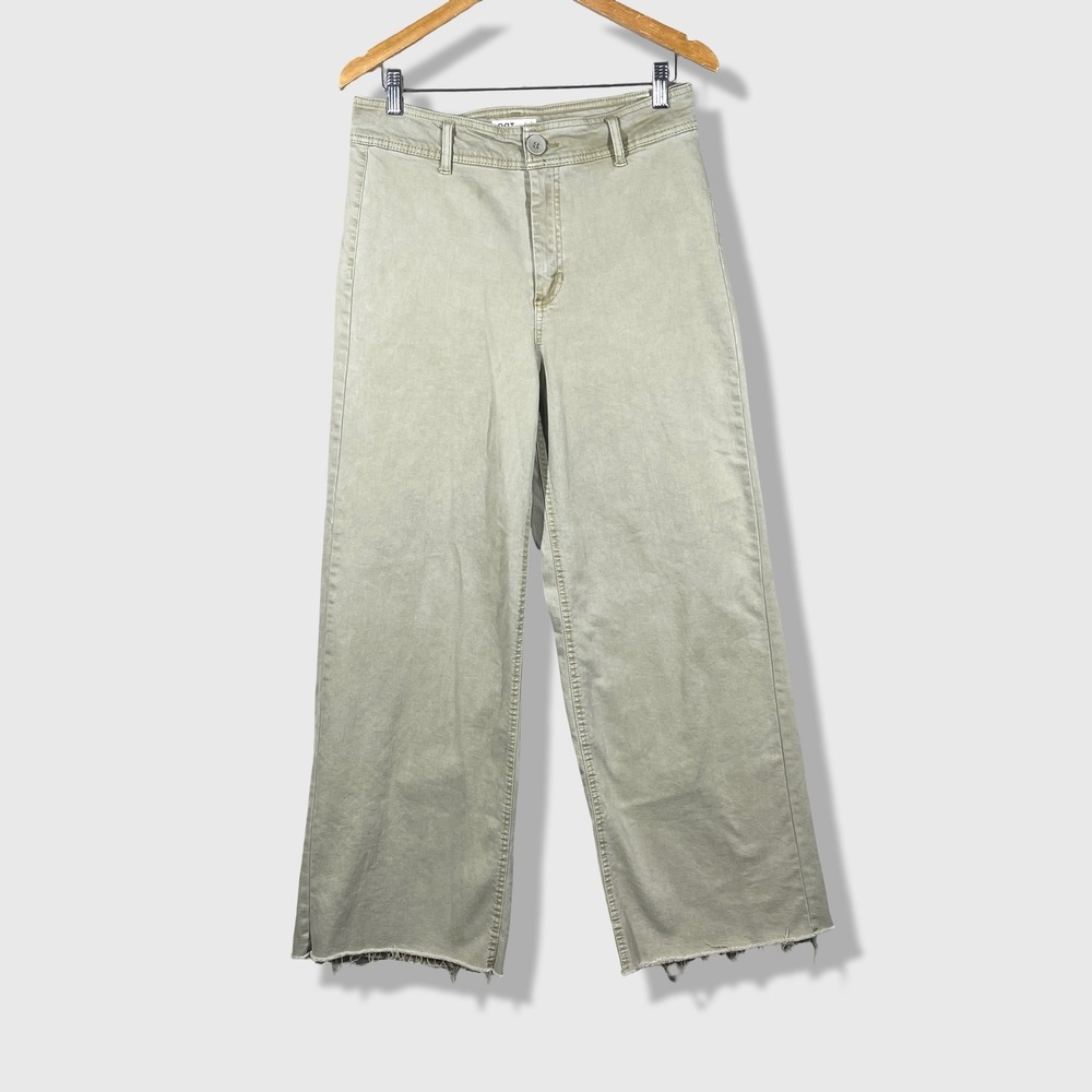 OAT New York Wide Leg Crop Pants Womens 8/29 Sage Green Boho Coastal Aesthetic